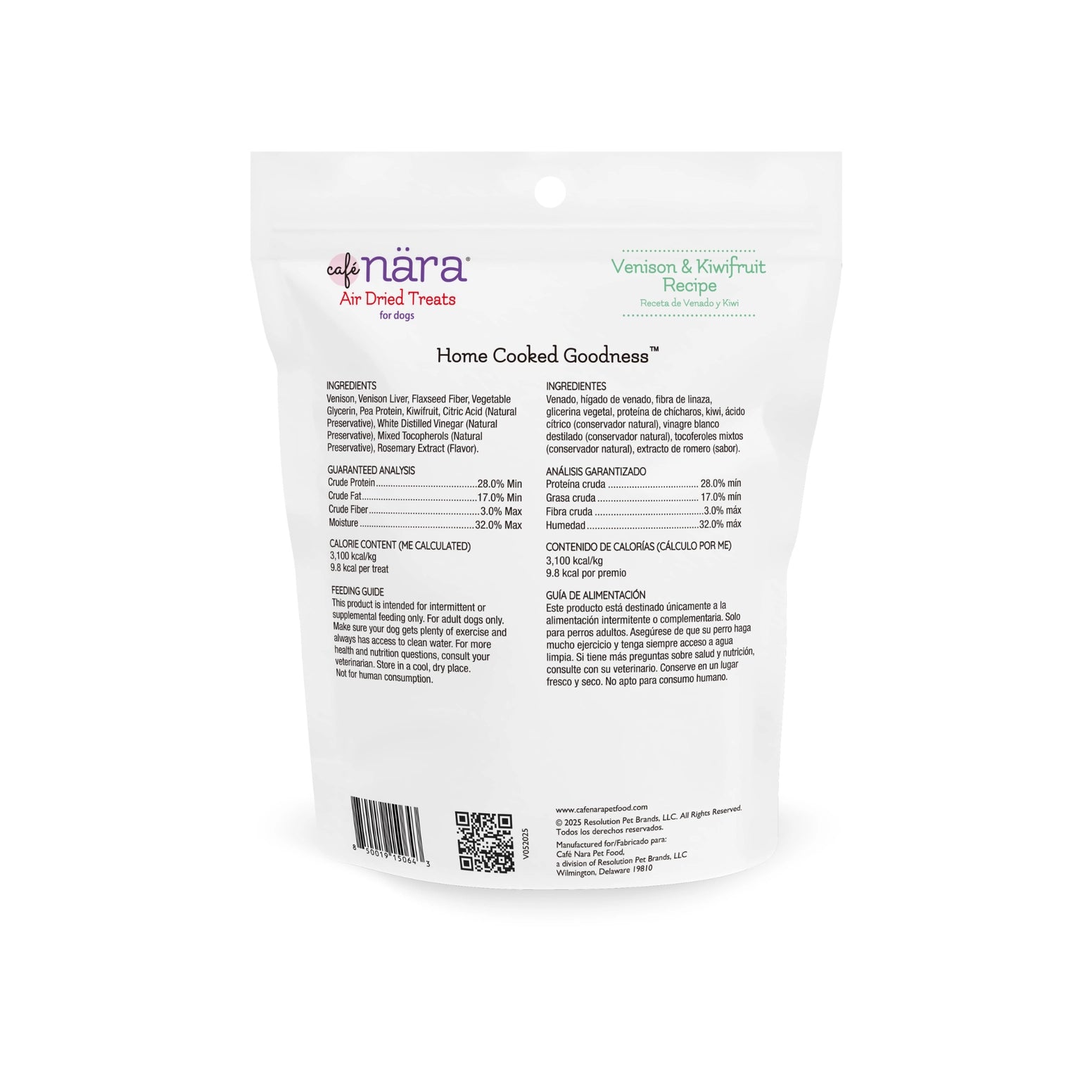 Caru Pet Food Venison and Kiwifruit dog treats package showcasing ingredients and nutritional information