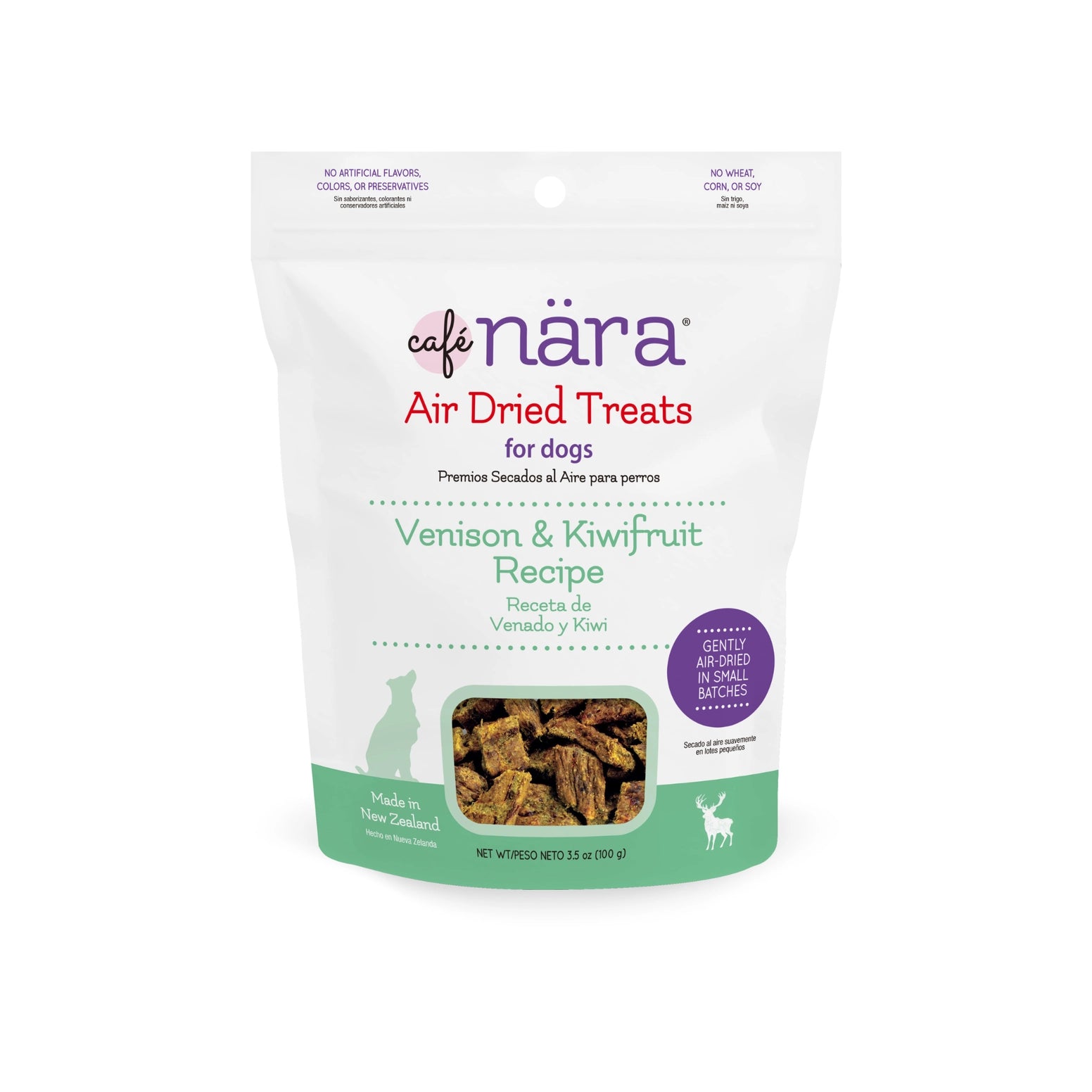 Caru Pet Food Venison and Kiwifruit Dog Treats in a Resealable Bag, Perfect for Training or Rewards