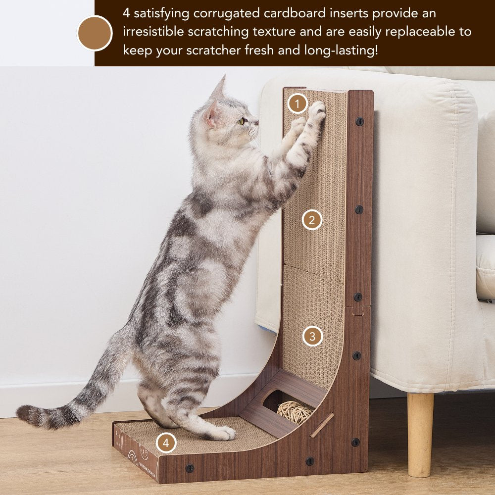 PetPals Group cat scratcher furniture protector featuring four replaceable corrugated cardboard inserts for durability