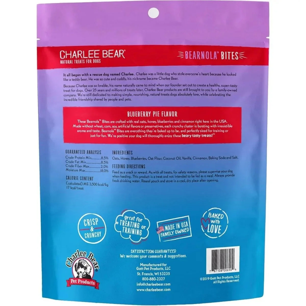 Charlee Bear Bearnola Bites Dog Treats 8oz. - Talis Us