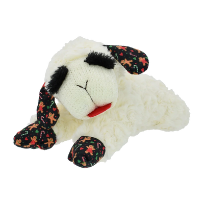 Multipet Christmas Lamb Chop dog toy with soft fabric and festive design for playful pets