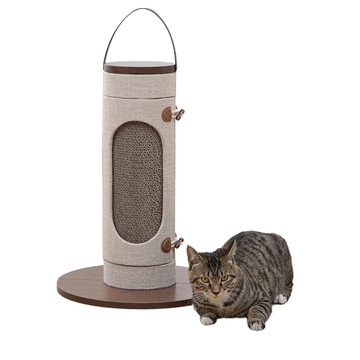 PetPals Group corrugated cardboard cat scratch post with interactive features and a cozy design for cats