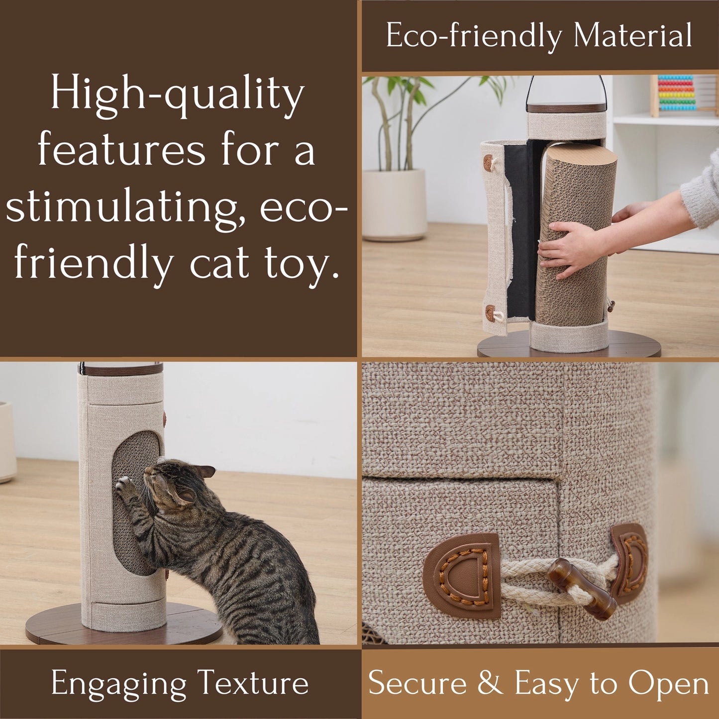 PetPals Group corrugated cardboard cat scratch post with engaging texture for eco-friendly fun