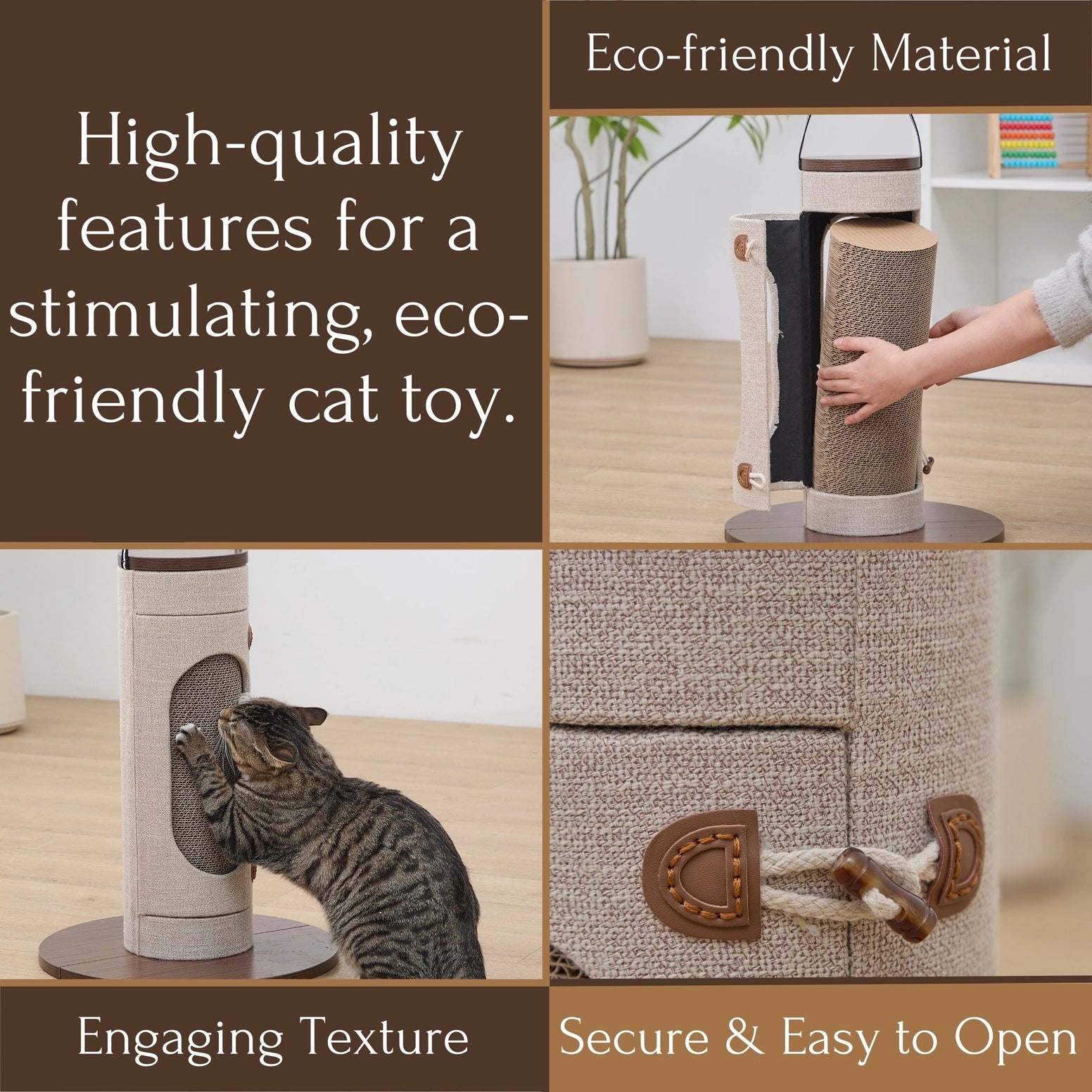 PetPals Group corrugated cardboard cat scratch post with engaging texture for eco-friendly fun
