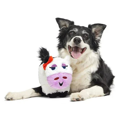 BARK cow dog plush toy with a happy dog, perfect for playtime and cuddles