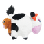 BARK cow dog plush toy with a cute black and white design featuring fun textures for playful dogs