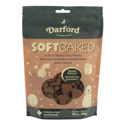 Darford soft baked peanut butter dog treats in a 10 oz bag with soft chewy texture for dogs