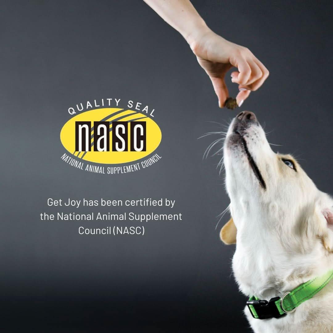 Get Joy dog digestive health supplement chews with NASC quality seal for pet wellness and digestive support