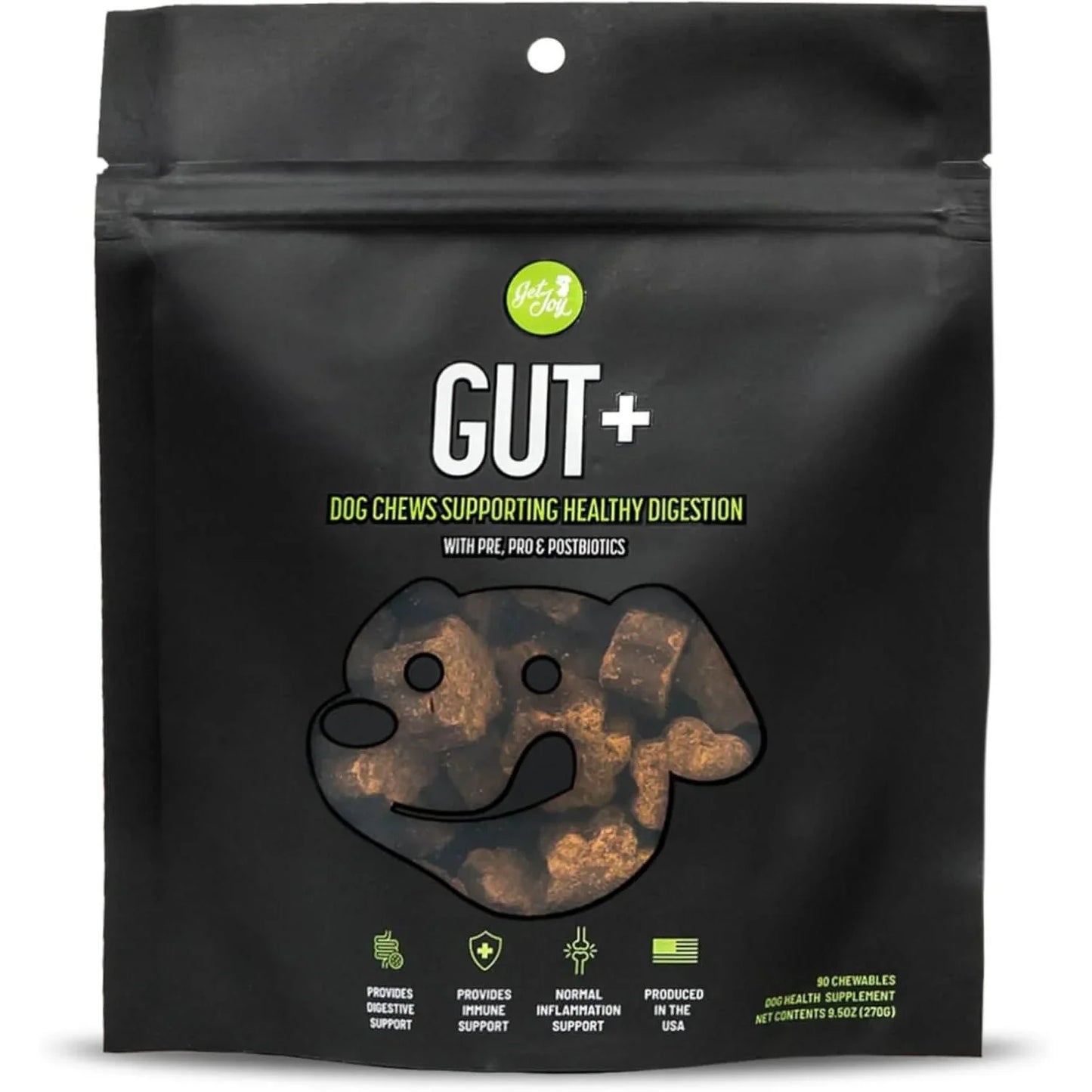 Get Joy Gut Plus Dog Digestive Health Supplement Chews with pre and probiotics for healthy digestion
