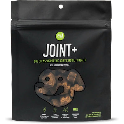Get Joy dog joint health supplements in a black packaging, designed for joint and mobility support