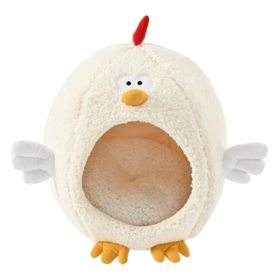 Max & Marlow Dome Cat Cave Bed in a playful chicken design for cozy feline lounging