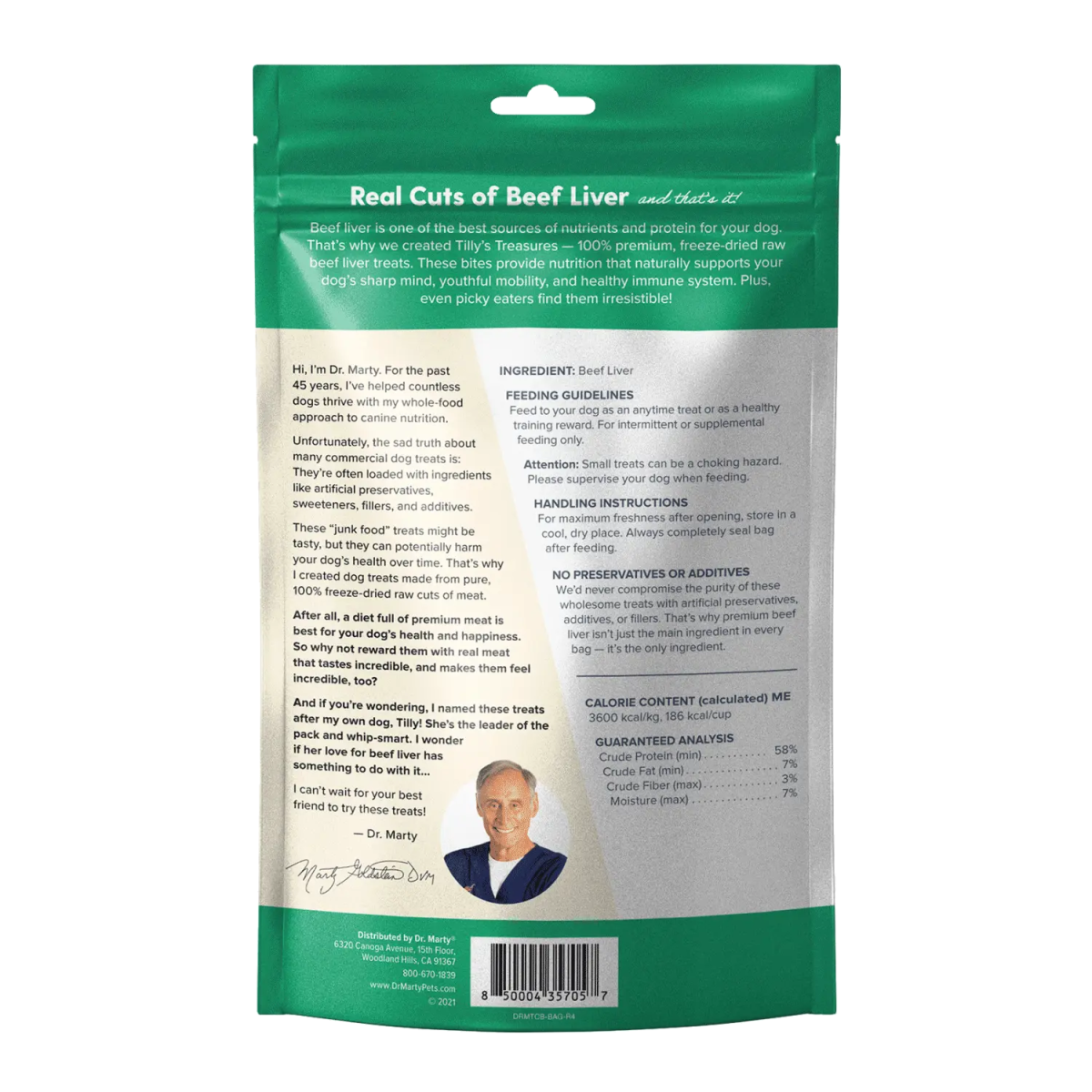 Dr. Marty Tilly's Treasures Beef Liver Dog Treat 4oz - Talis Us