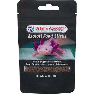 Dr Tim's Aquatics axolotl feed pouch with easily digestible food sticks for axolotls and newts