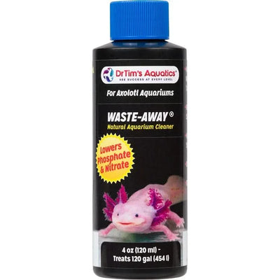 DrTim's Aquatics Waste-Away for axolotls in a 4 oz bottle, natural aquarium cleaner reducing nitrate and phosphate