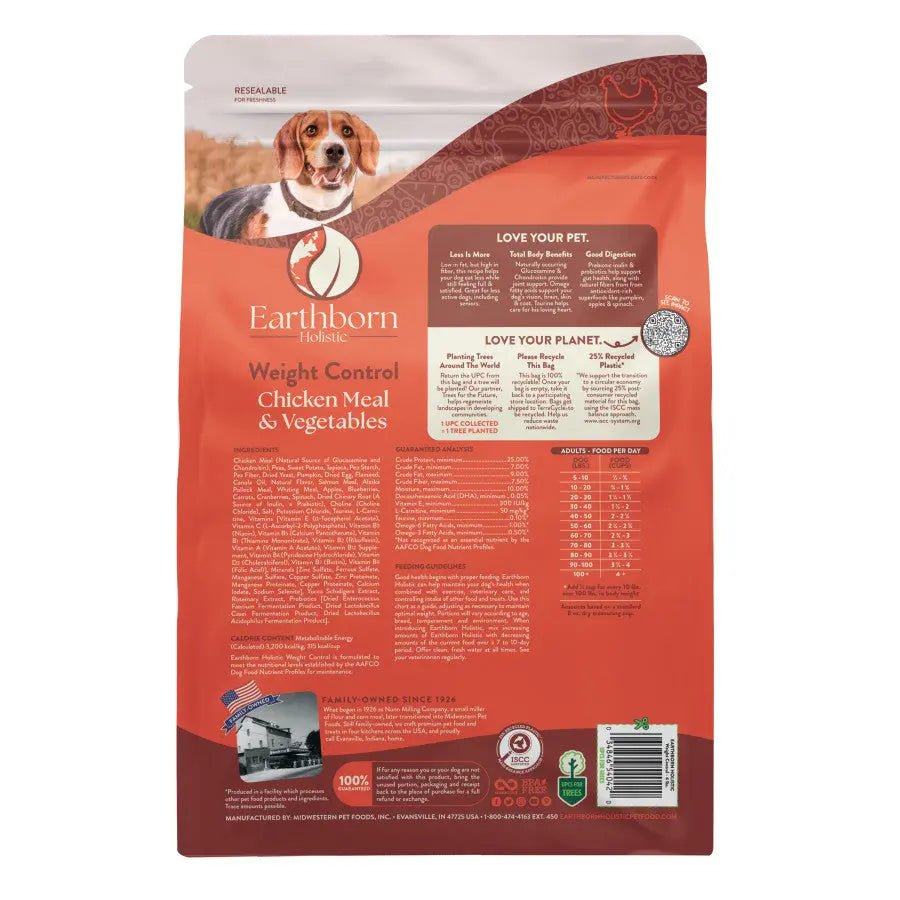 Earthborn Holistic Weight Control Chicken Meal & Vegetables Grain - Free Dry Dog Food - Talis Us