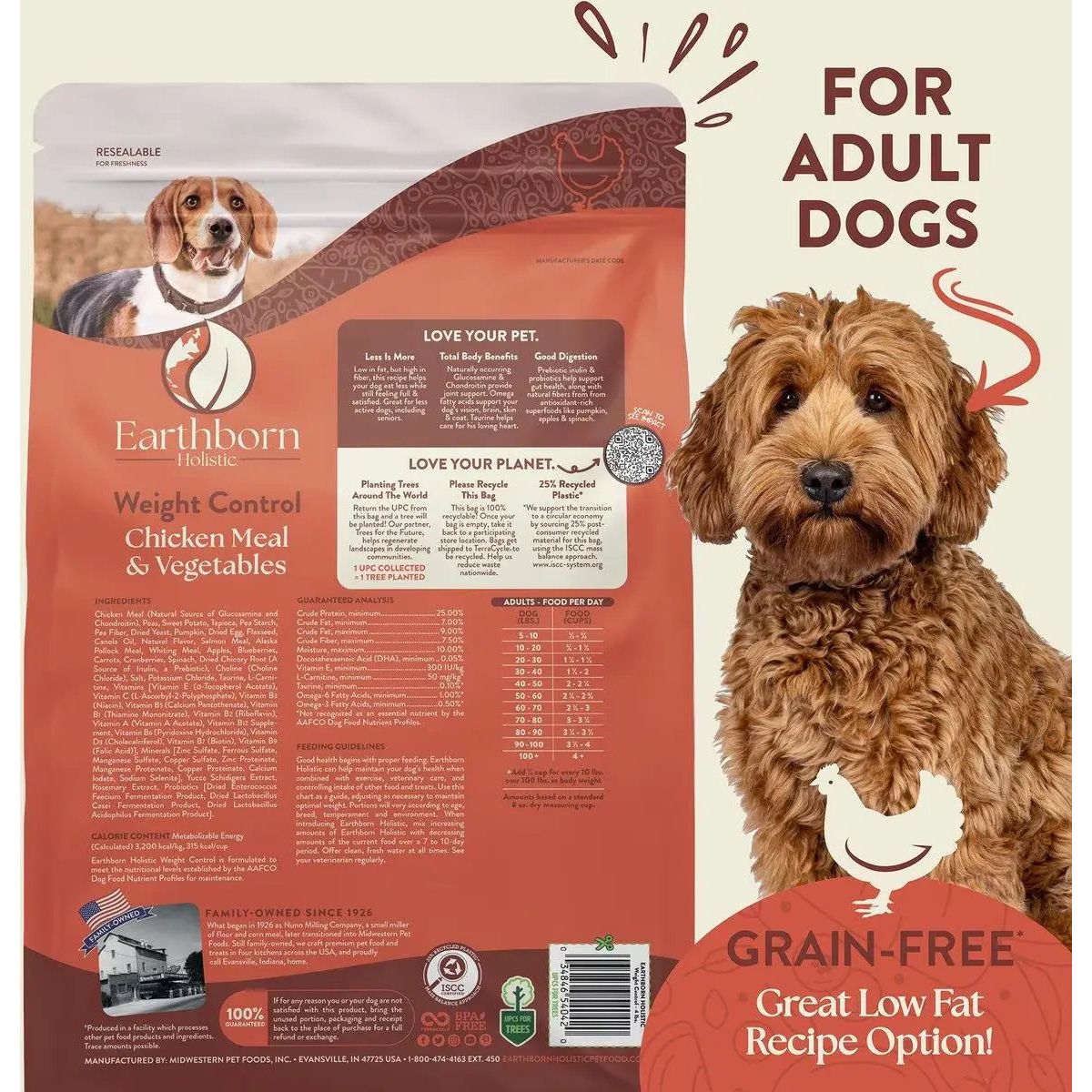 Earthborn Holistic Weight Control Chicken Meal & Vegetables Grain - Free Dry Dog Food - Talis Us