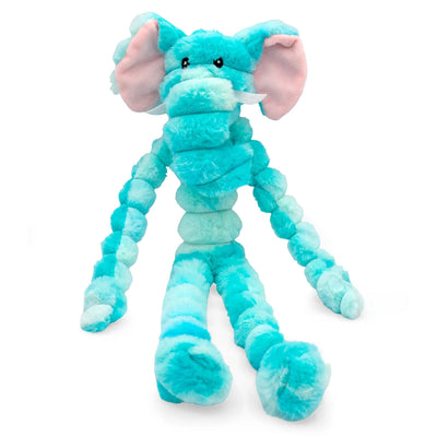 ThoozyPet elephant dog tug toy in fuzzy blue with long, flexible limbs for playful tugging