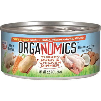 Evanger's OrgaNOMics Turkey & Chicken Dinner Grain - Free Pate Wet Cat Food 24/5.5oz - Talis Us