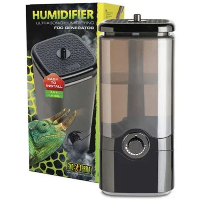 Exo Terra humidifier for reptiles in black, designed to create a comfortable environment with ultrasonic fog generation