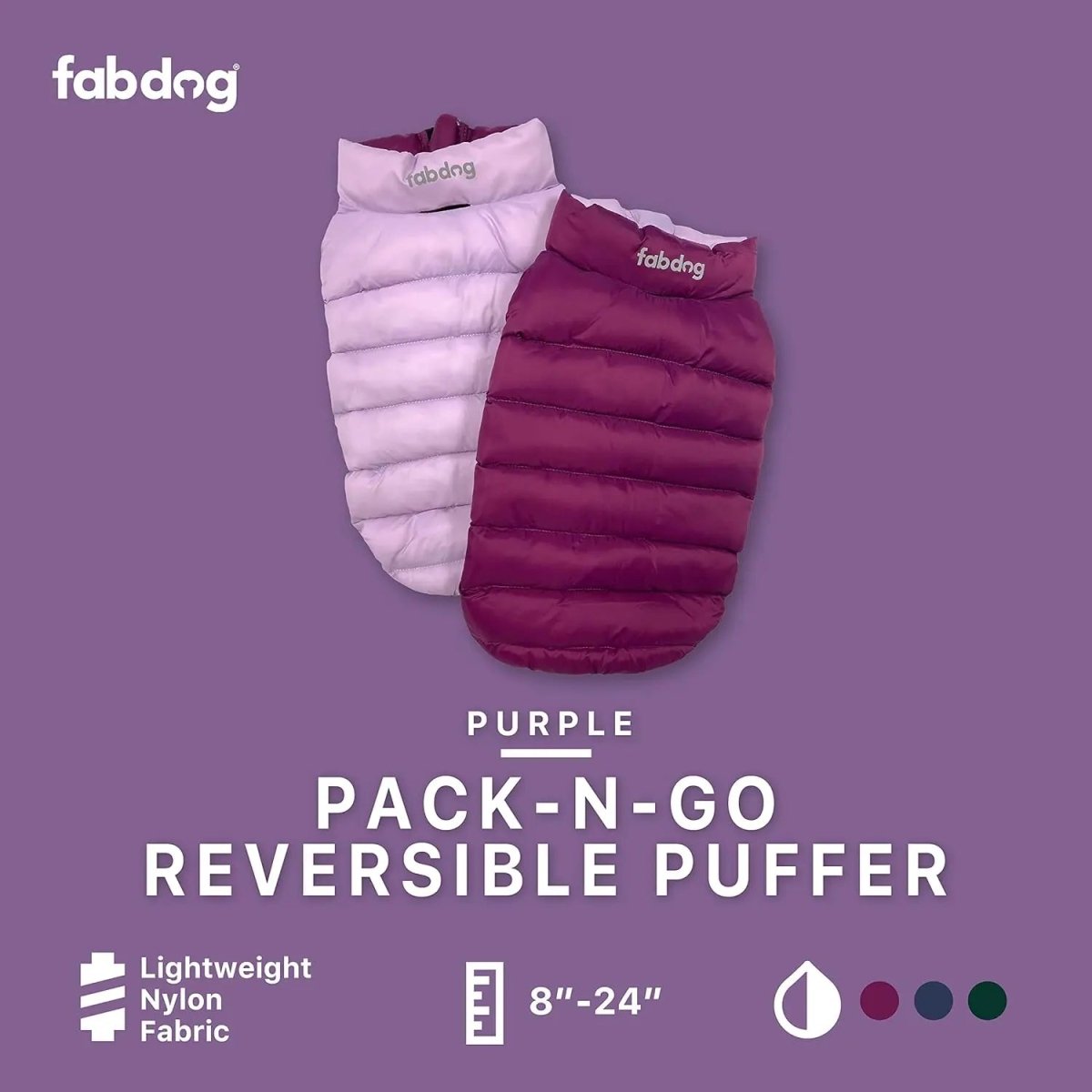 Fabdog Pack N' Go Reversible Dog Puffer Coats - Talis Us