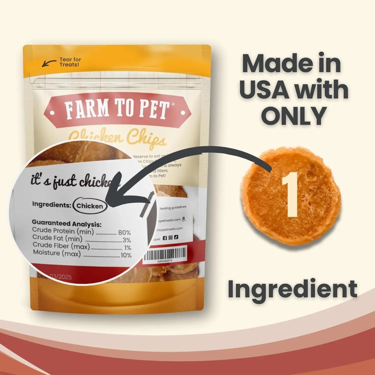 Farm To Pet Chicken Chips Single Ingredient Healthy Dog Treats - Talis Us