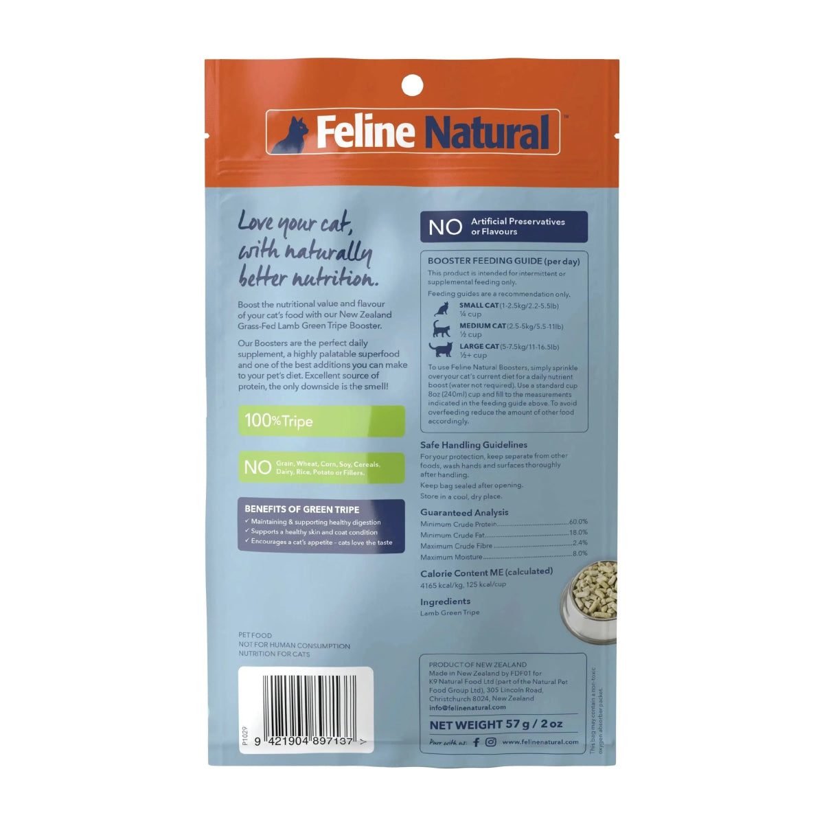 Feline Natural Cat Freeze Dried Food Booster Lamb Tripe 2oz - Talis Us