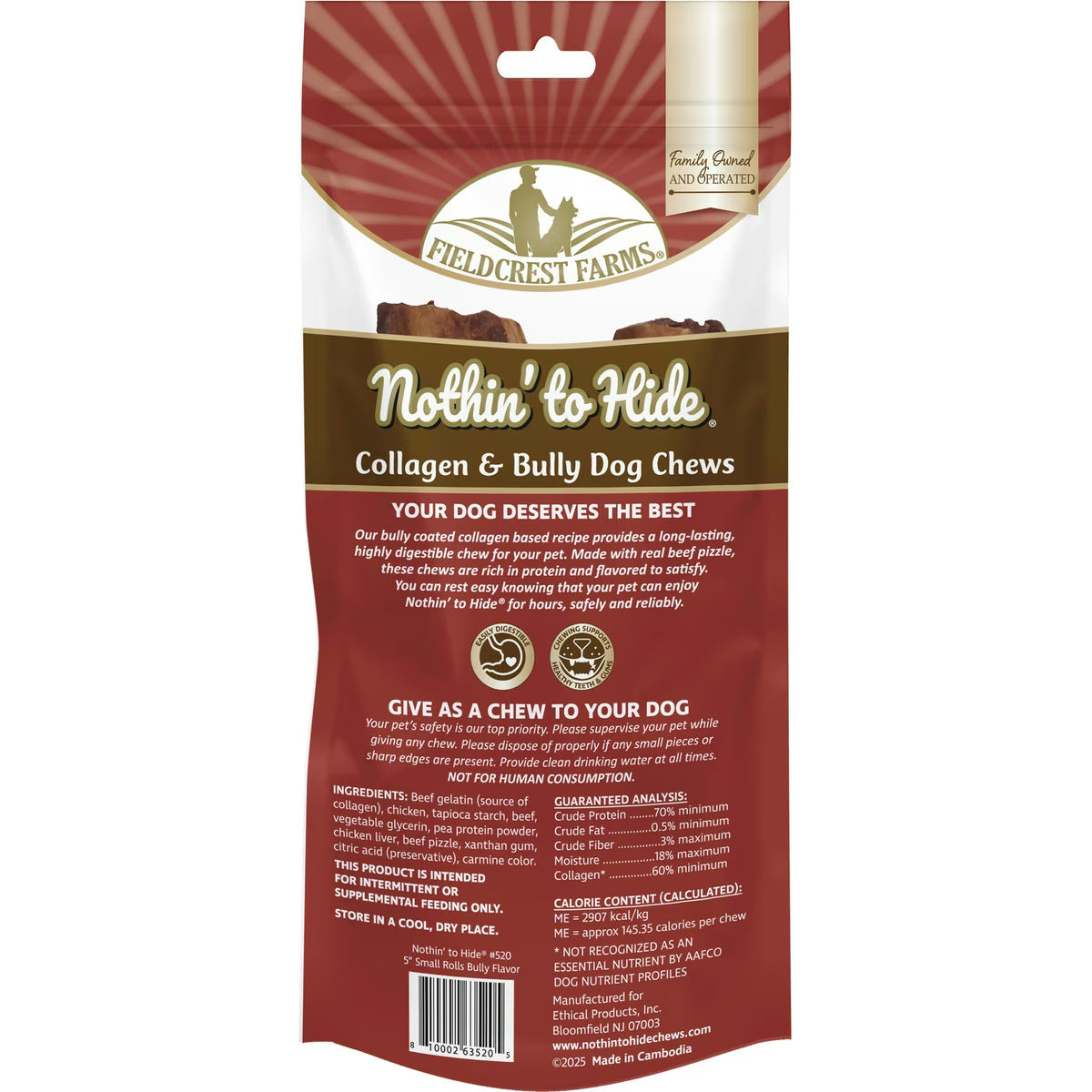 Fieldcrest Farms Nothin' to Hide highly digestible dog chews for healthy dog treats