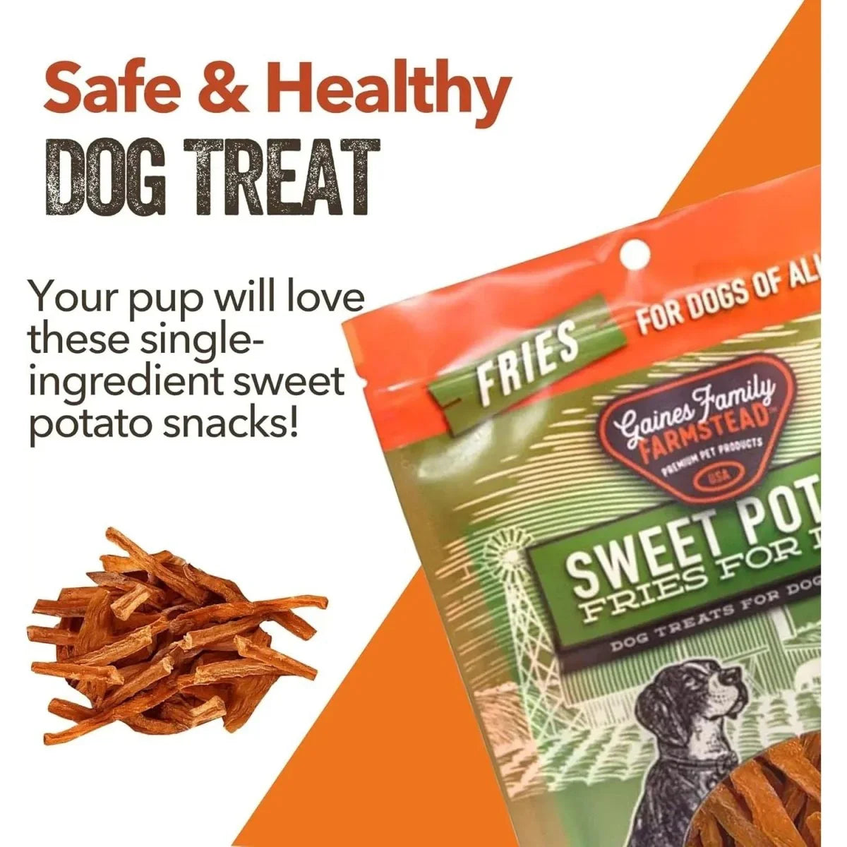 Gaines Family Farmstead Jumbo Sweet Potato Fries Grain - Free Dog Treats - Talis Us