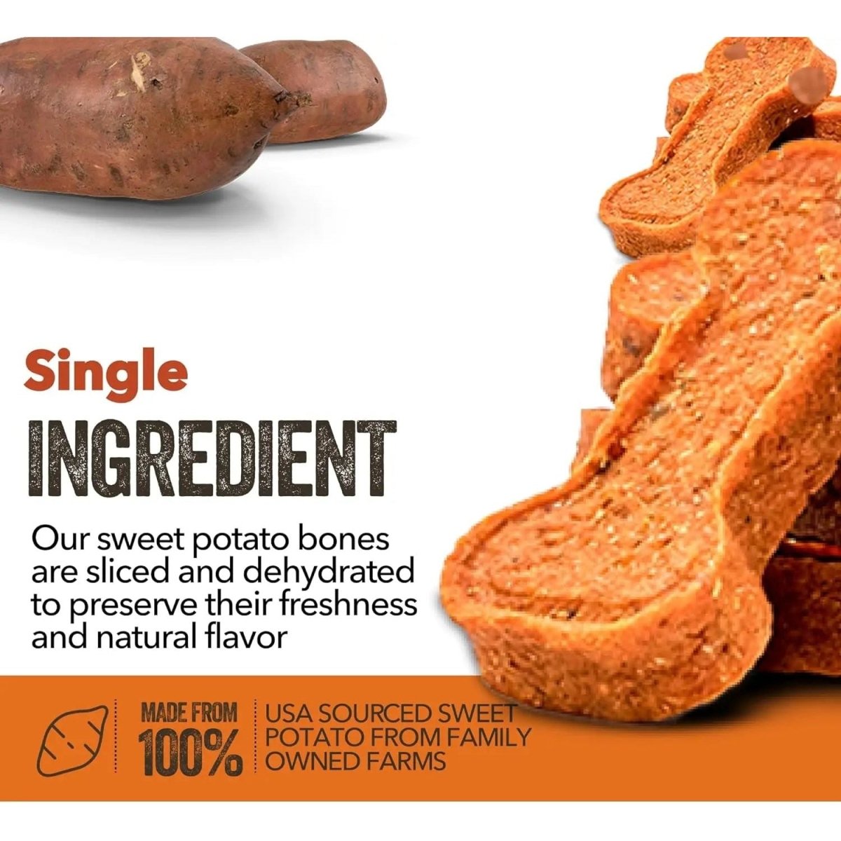 Gaines Family Farmstead Sweet Potato Bones Grain - Free Dog Treats - Talis Us