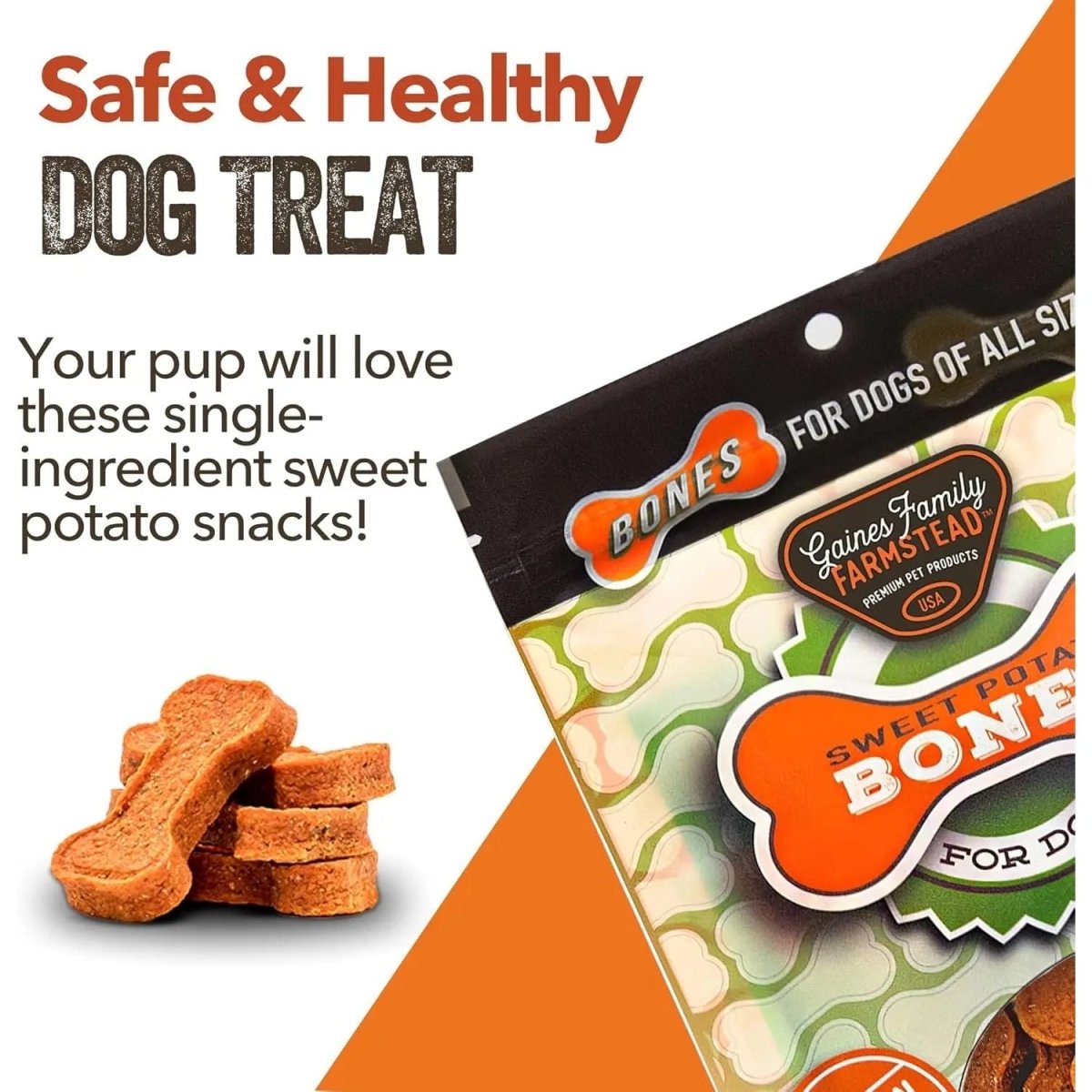 Gaines Family Farmstead Sweet Potato Bones Grain - Free Dog Treats - Talis Us