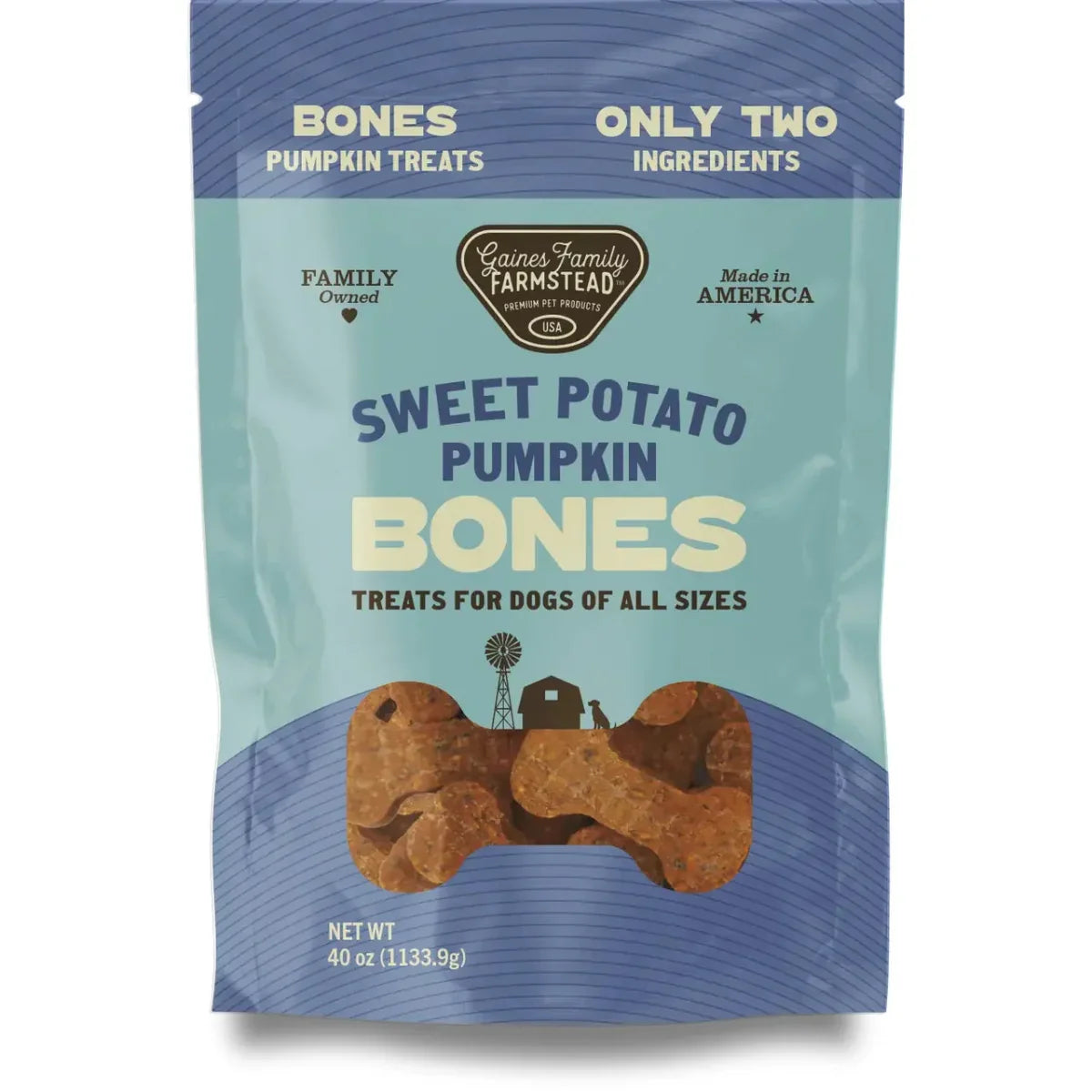 Gaines Family Farmstead Sweet Potato Pumpkin Bones Dog Treats - Talis Us