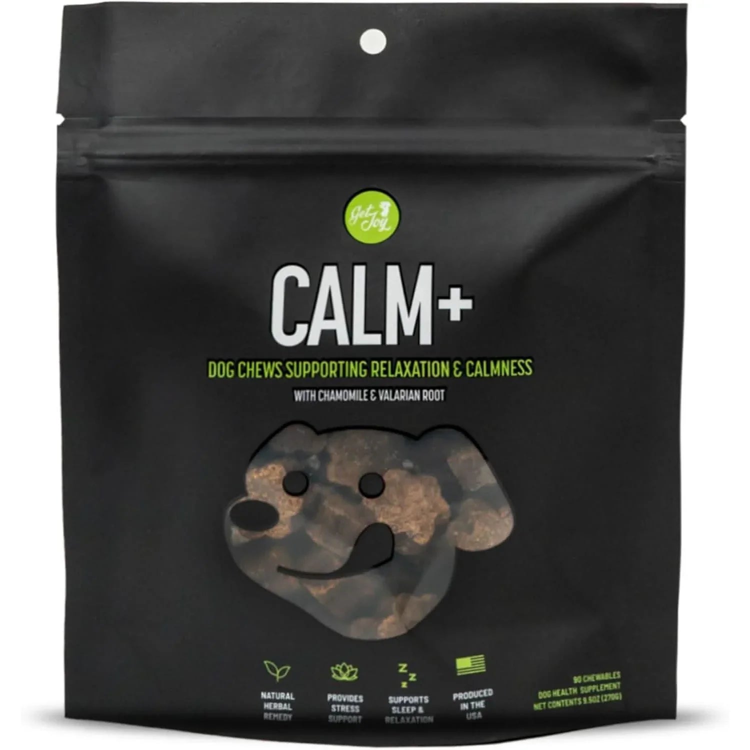 Get Joy Calm+ Dog Chews supporting relaxation and calmness, featuring calming supplements for dogs