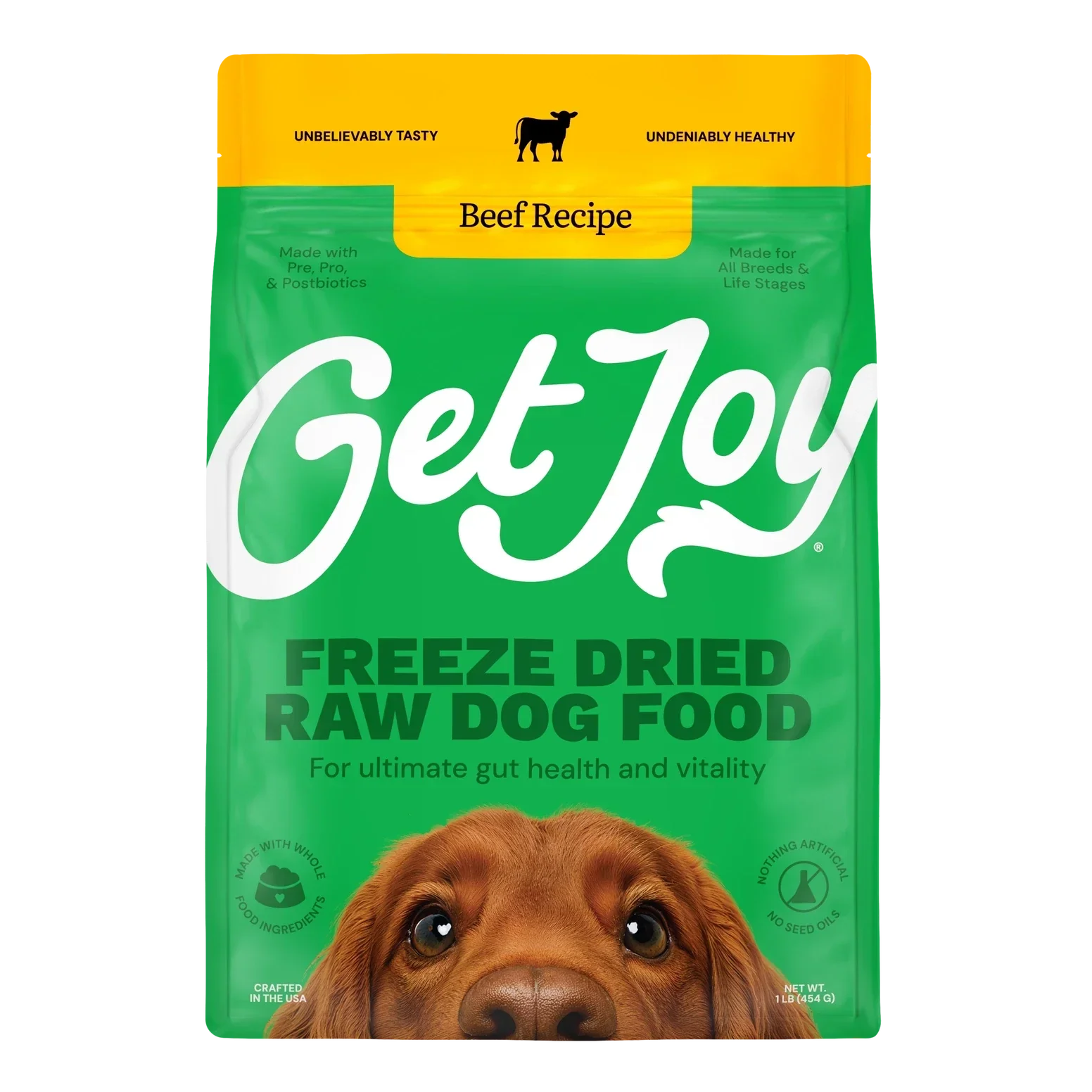 Get Joy Freeze Dried Raw Dog Food Beef Recipe for ultimate gut health and vitality