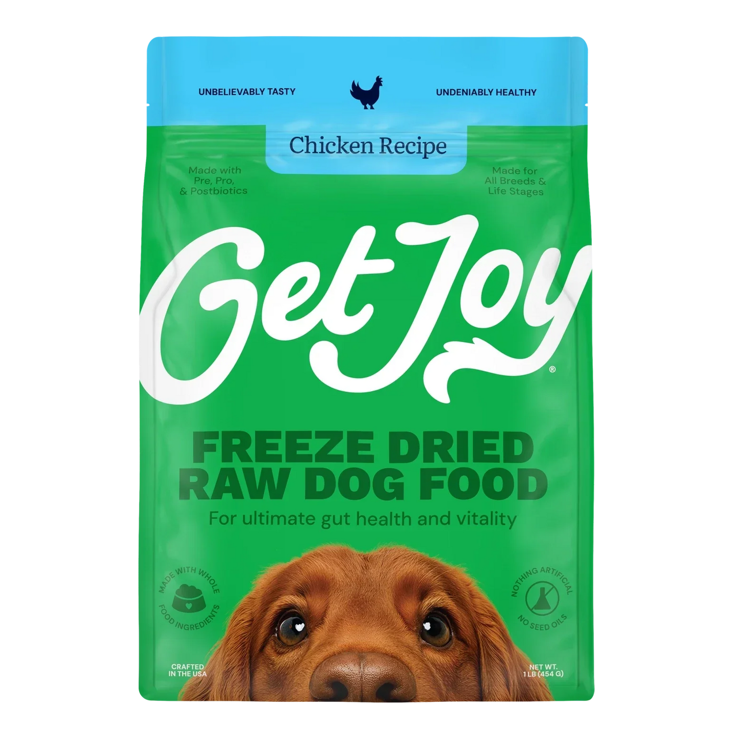 Get Joy Freeze Dried Raw Dog Food Chicken Recipe for ultimate gut health and nutrition
