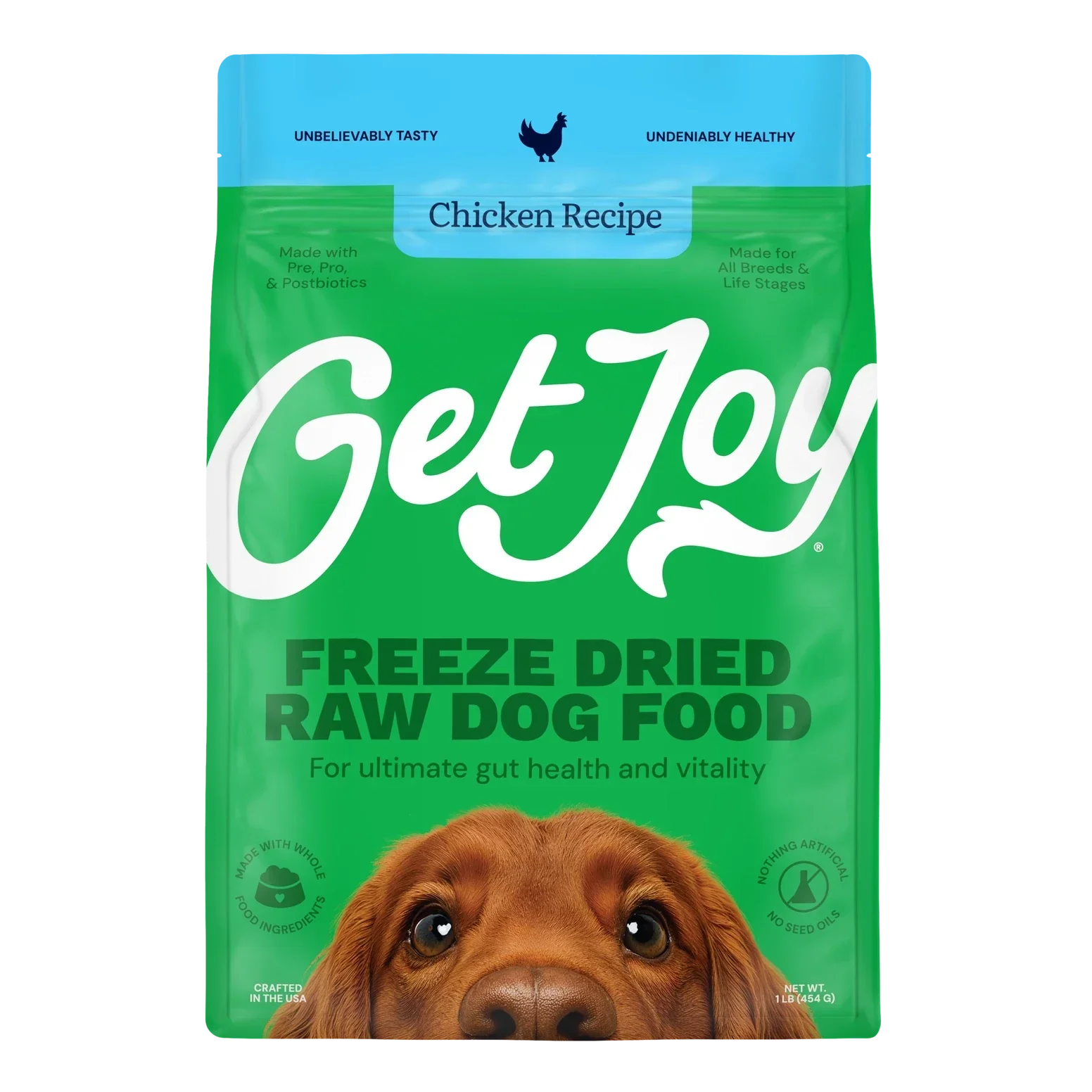 Get Joy Freeze Dried Raw Dog Food Chicken Recipe for ultimate gut health and nutrition
