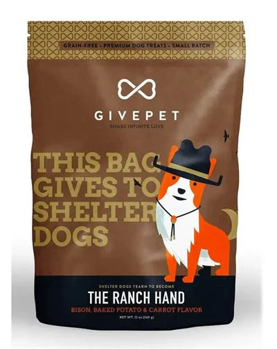 GivePet The Ranch Hand Grain Free Baked Dog Biscuits with Bison, Baked Potato, and Carrot Flavor