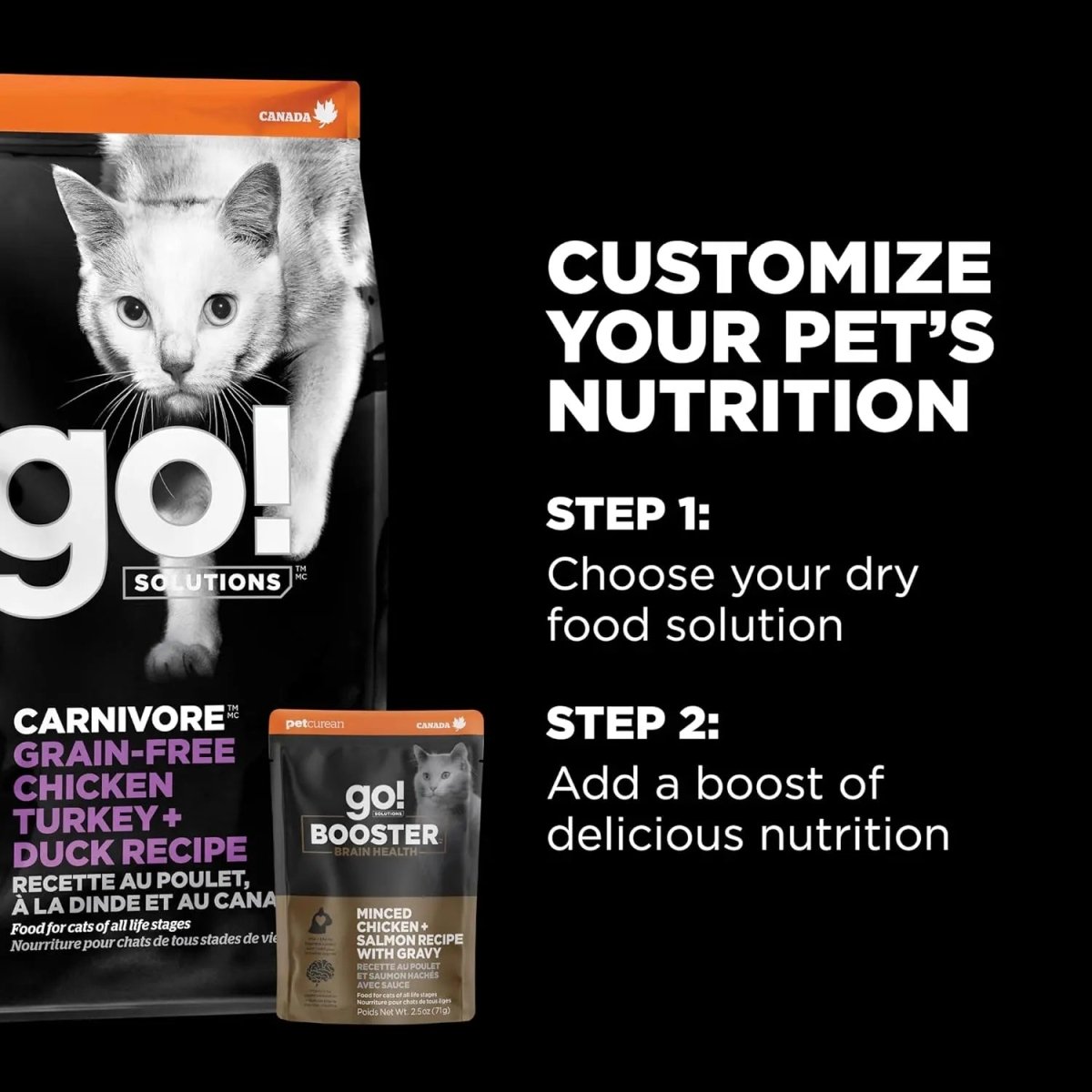 Go! Solutions Booster Brain Health Minced Chicken & Salmon with Gravy Wet Cat Food 24ea/2.5 oz - Talis Us