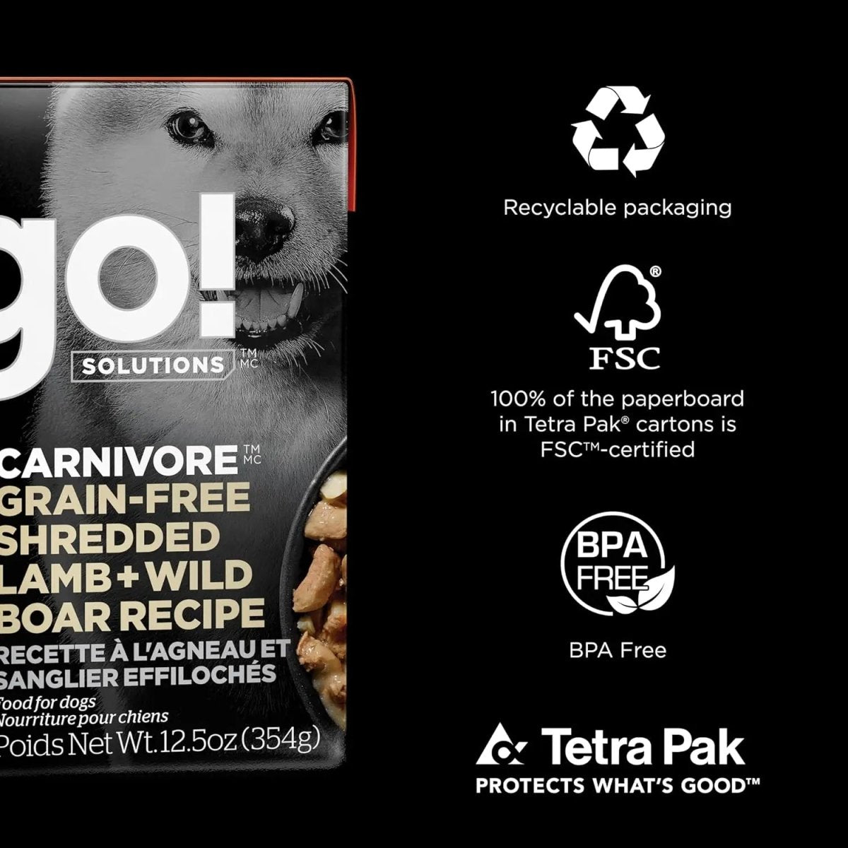 Go! Solutions Carnivore Grain - Free Shredded Lamb & Wild Boar Recipe Dog Food 12ea/12.5 oz - Talis Us