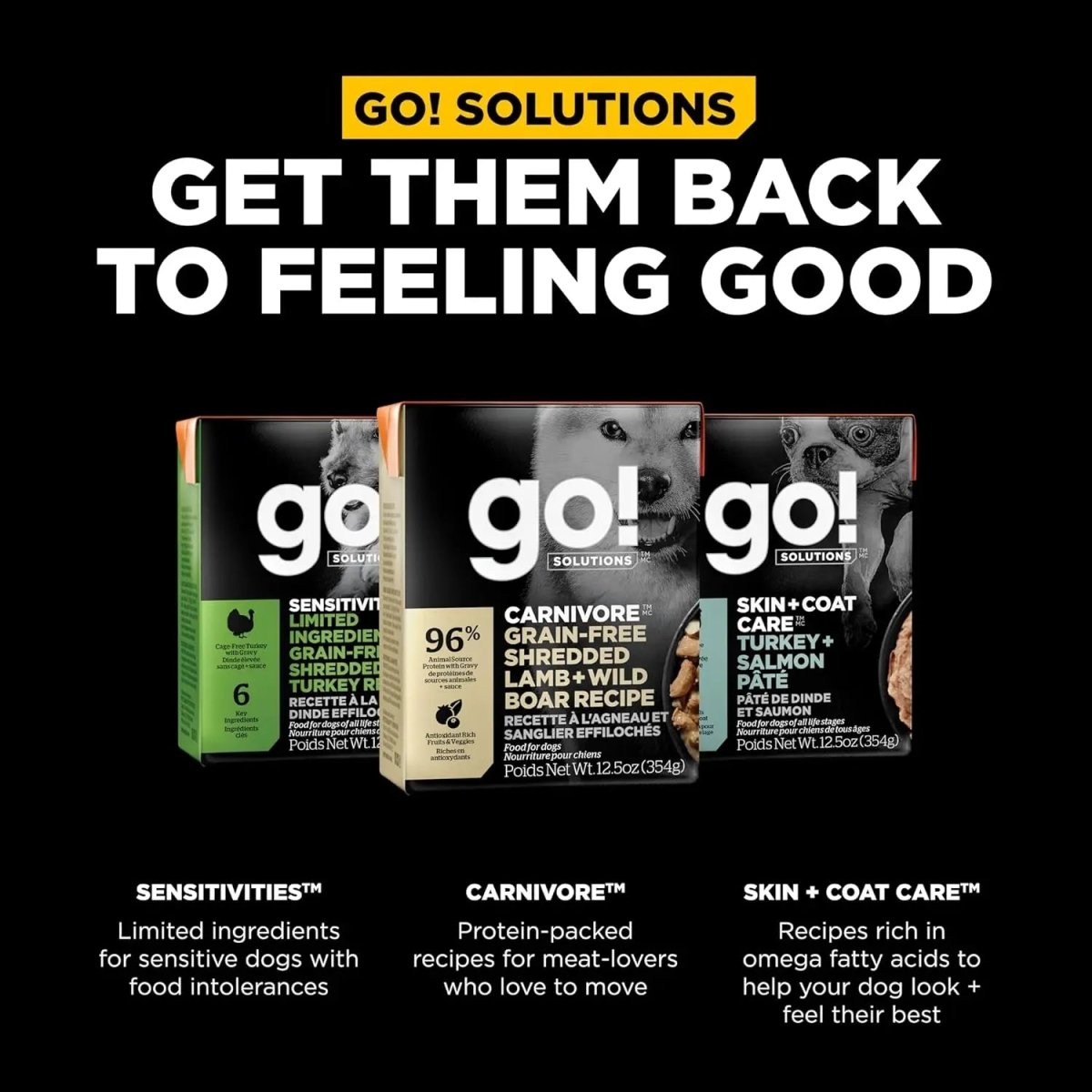 Go! Solutions Carnivore Grain - Free Shredded Lamb & Wild Boar Recipe Dog Food 12ea/12.5 oz - Talis Us
