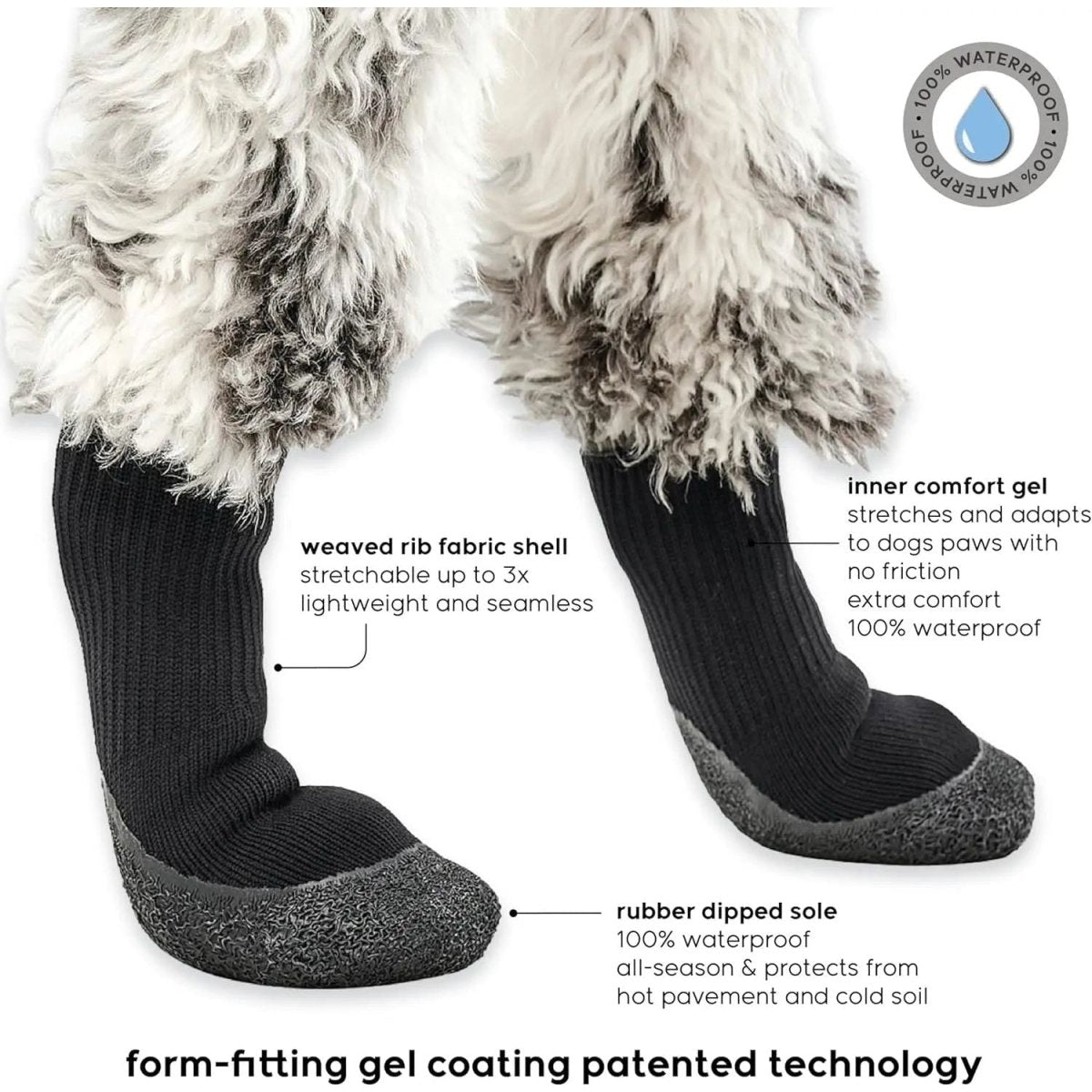 Goo - Eez Lites All Season Dog Boots Black 4pk - Talis Us