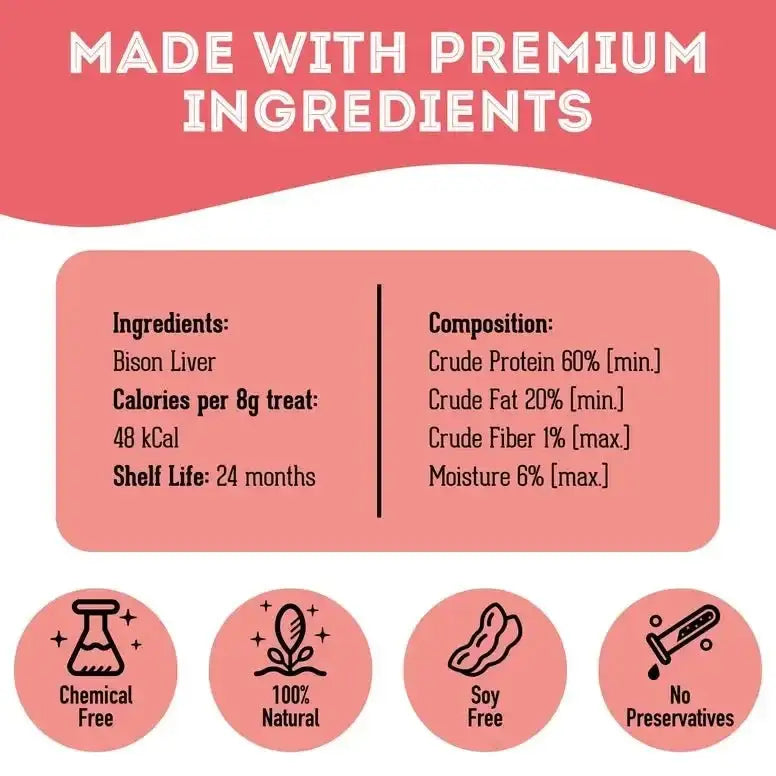 Granville Bison Liver Dehydrated Dog Treats - Talis Us