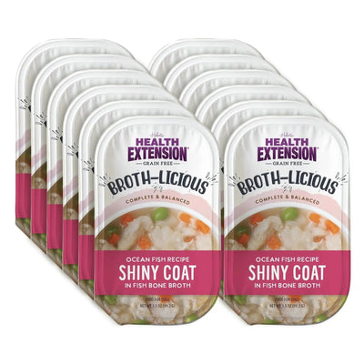 Health Extension Broth - Licious Ocean Fish in Bone Broth Shiny Coat Wet Dog Food 12ea/3.5 oz - Talis Us