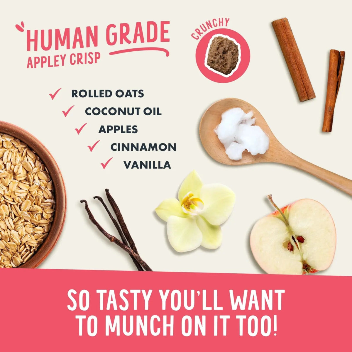 Health Extension Crunchy Munchies Granola Bites - Appley Crisp Dog Treats 8 oz - Talis Us