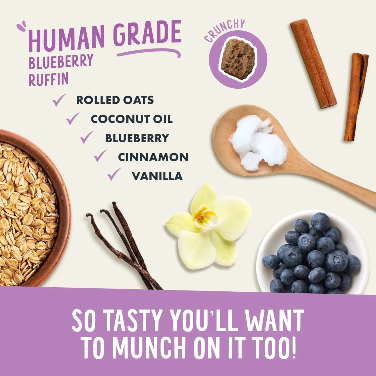 Health Extension Crunchy Munchies Granola Bites - Blueberry Ruffin Dog Treats 8 oz - Talis Us