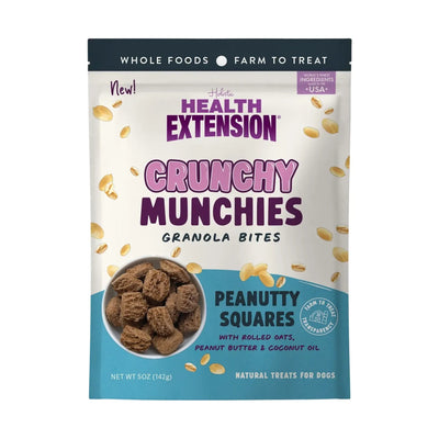 Health Extension Crunchy Munchies Granola Bites - Peanutty Squares Dog Treats 8 oz - Talis Us