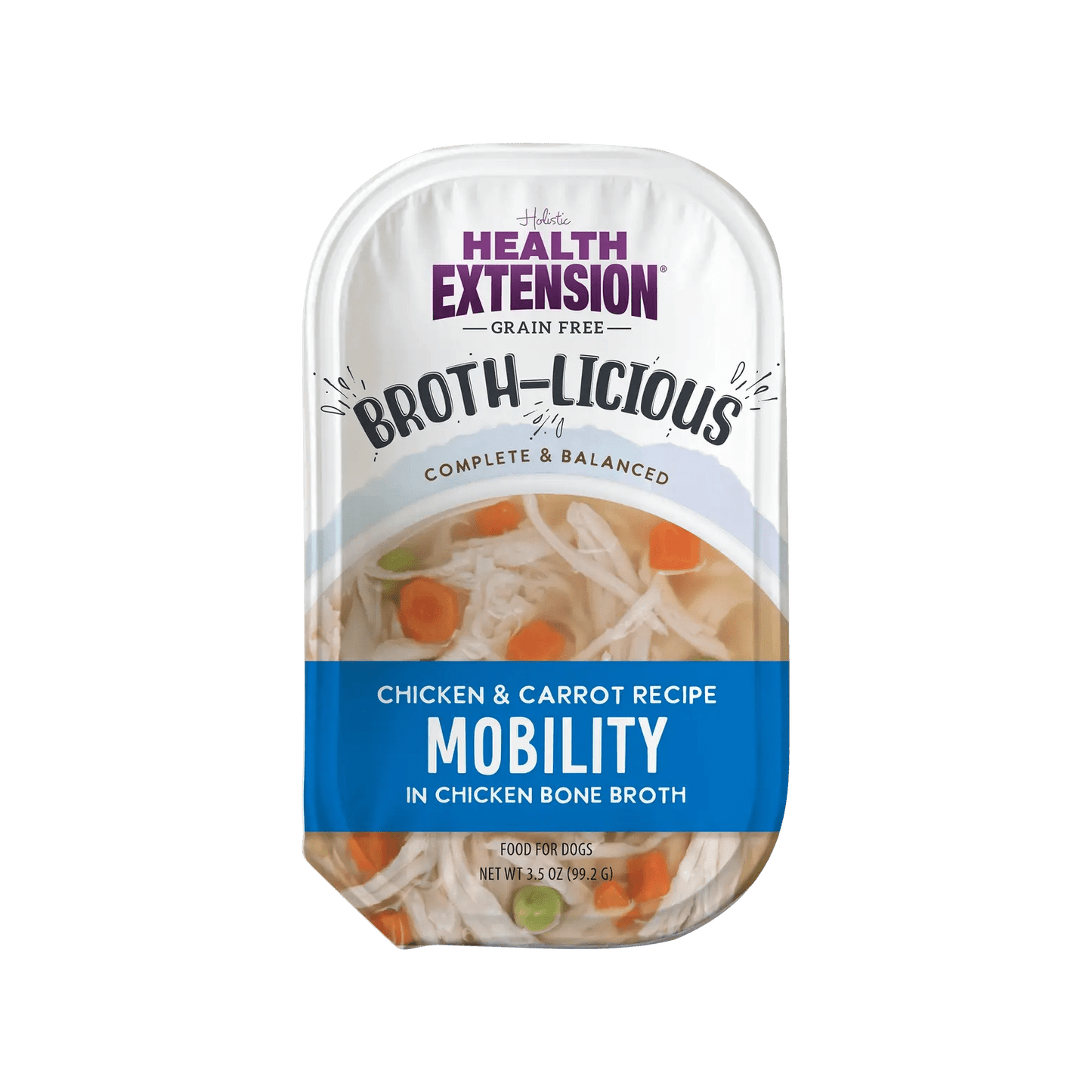 Health Extension Broth-Licious Chicken and Carrot Recipe mobility support wet dog food in chicken bone broth