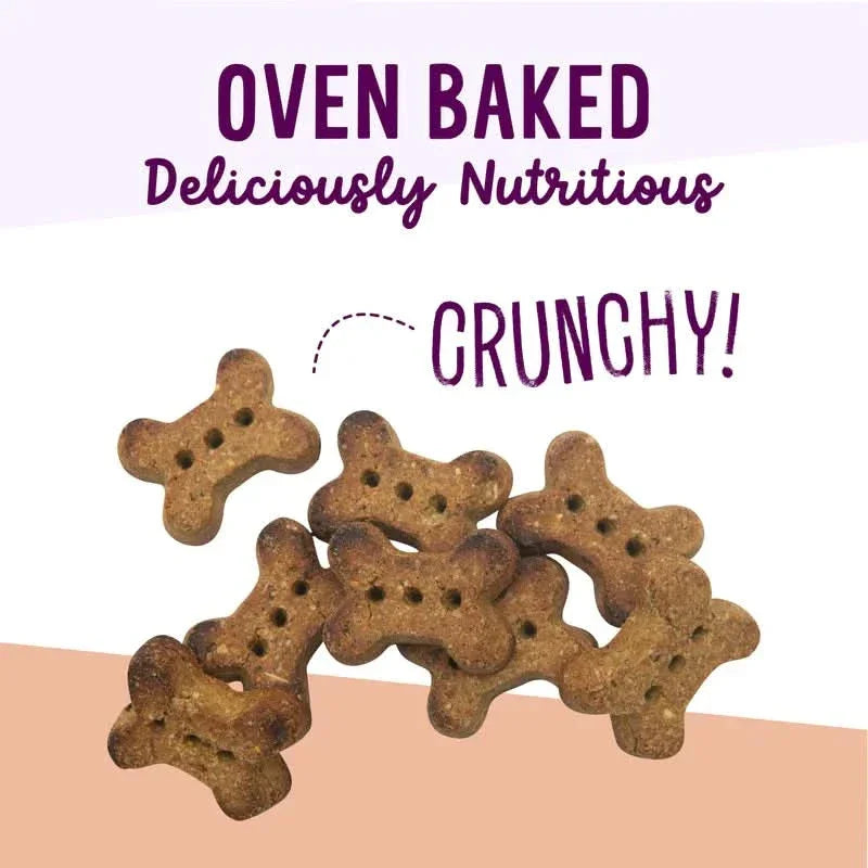 Oven baked peanut butter banana dog treats shaped like bones, crunchy and nutritious for your dog