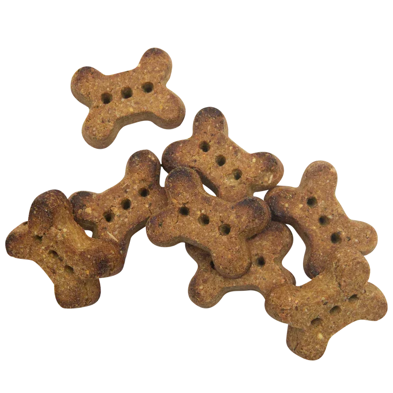 Health Extension peanut butter banana dog treats in bone shapes for healthy dog snacking