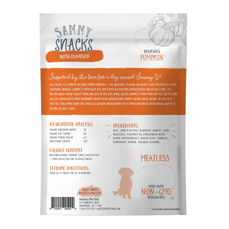 Health Extension Sammy Snacks Pumpkin Flavored Natural Dog Treats 8 oz - Talis Us