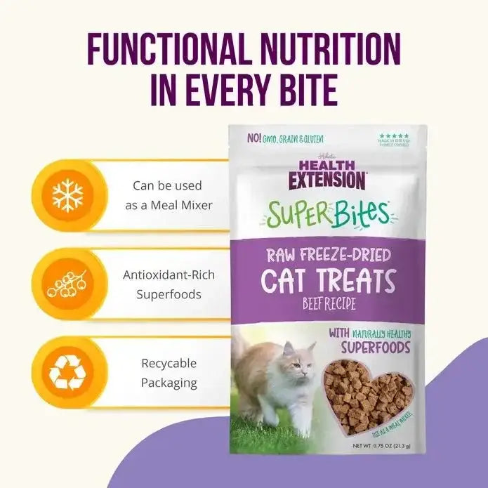 Health Extension Super Bites Beef Freeze - Dried Cat Treats 0.75oz - Talis Us